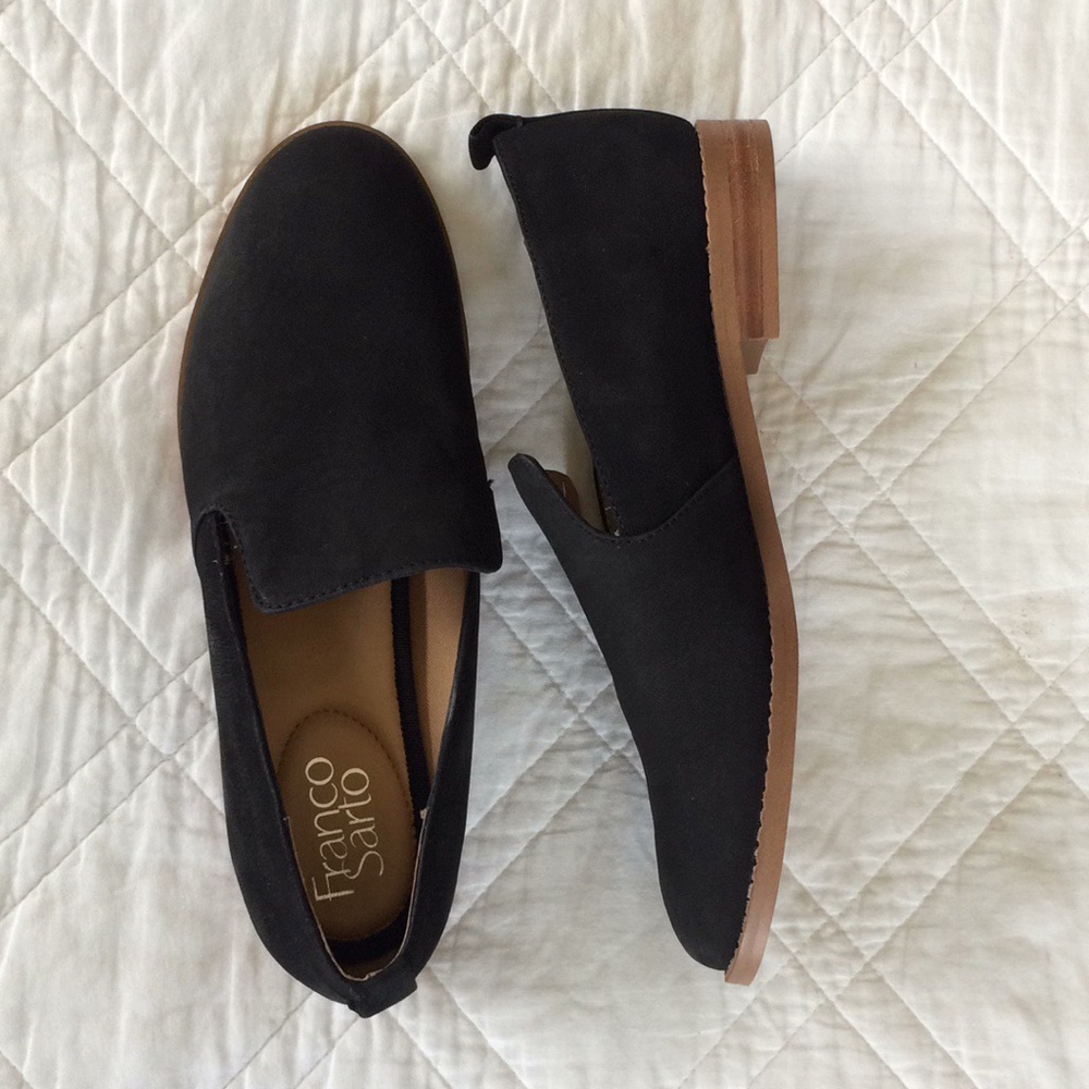 Black leather Franco Sarto loafers